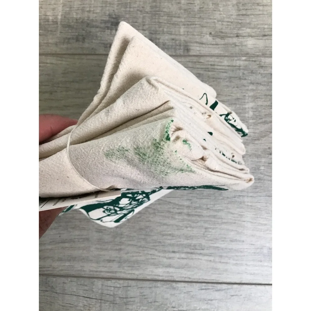 Hearth & Harrow Pine Tree Forest Maine Green Organic Cotton Napkins Set of 4 NEW